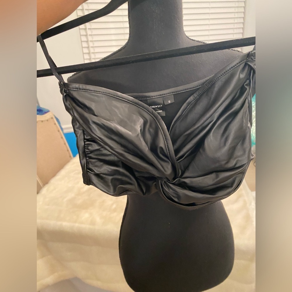 Sexy Faux Leather Bralette- Shein